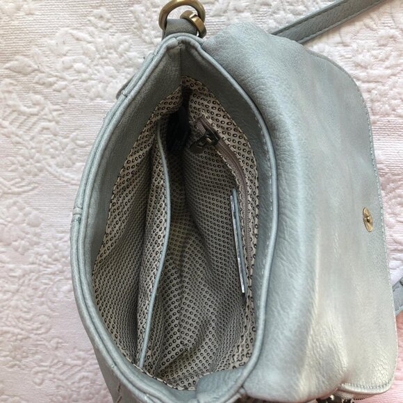 Anthropologie Blue Leather Crossbody Purse - Picture 3 of 4